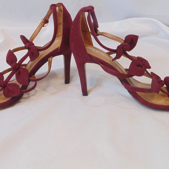 Report Heels Womens Size 7 1/2 Maroon Strappy Bow Tie Shoes Kiari - Picture 3 of 6